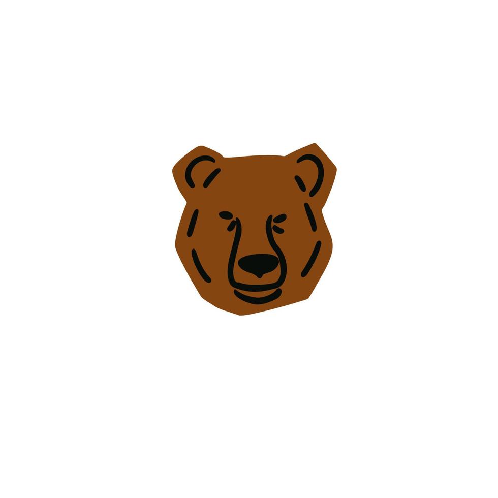 Bear head illustration in minimalist cutting style isolated on white vector