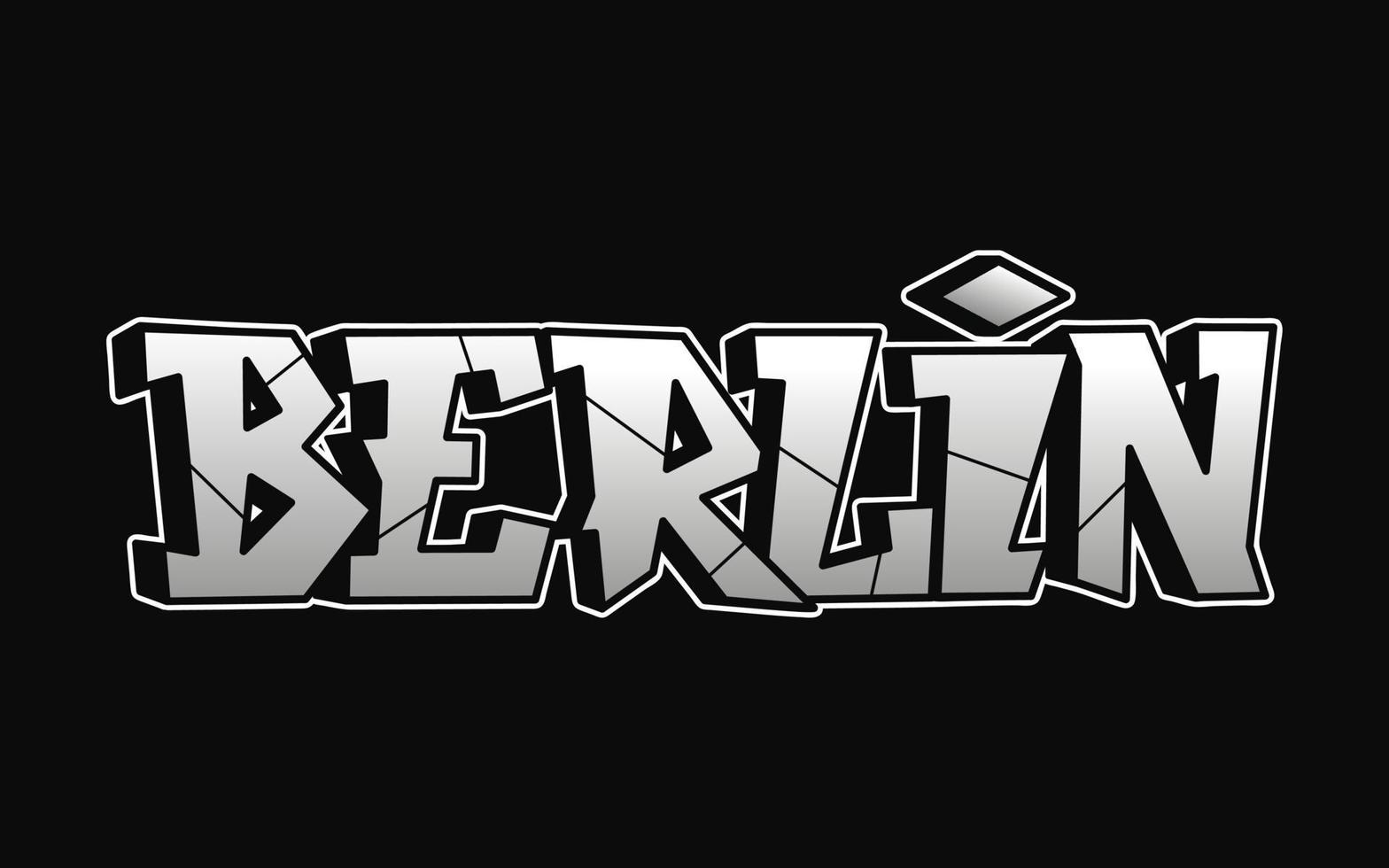 Berlin - single word, letters graffiti style. Vector hand drawn logo. Funny cool trippy word Berlin, fashion, graffiti style print t-shirt, poster concept