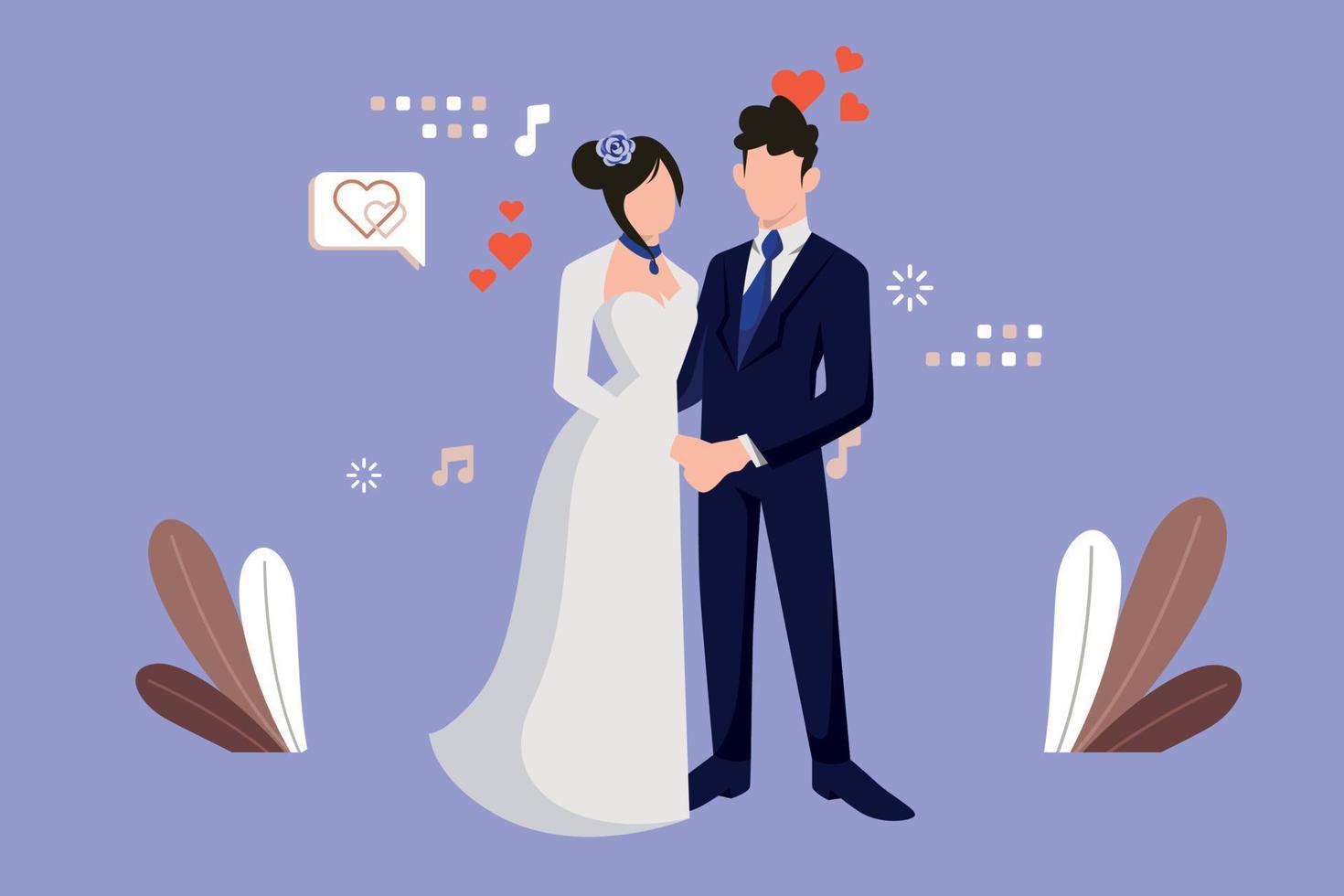 The couple is standing. vector