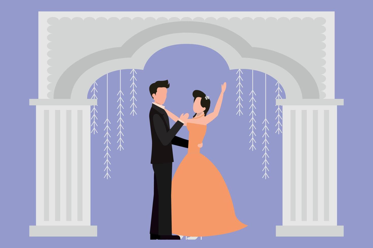 The couple is dancing. vector