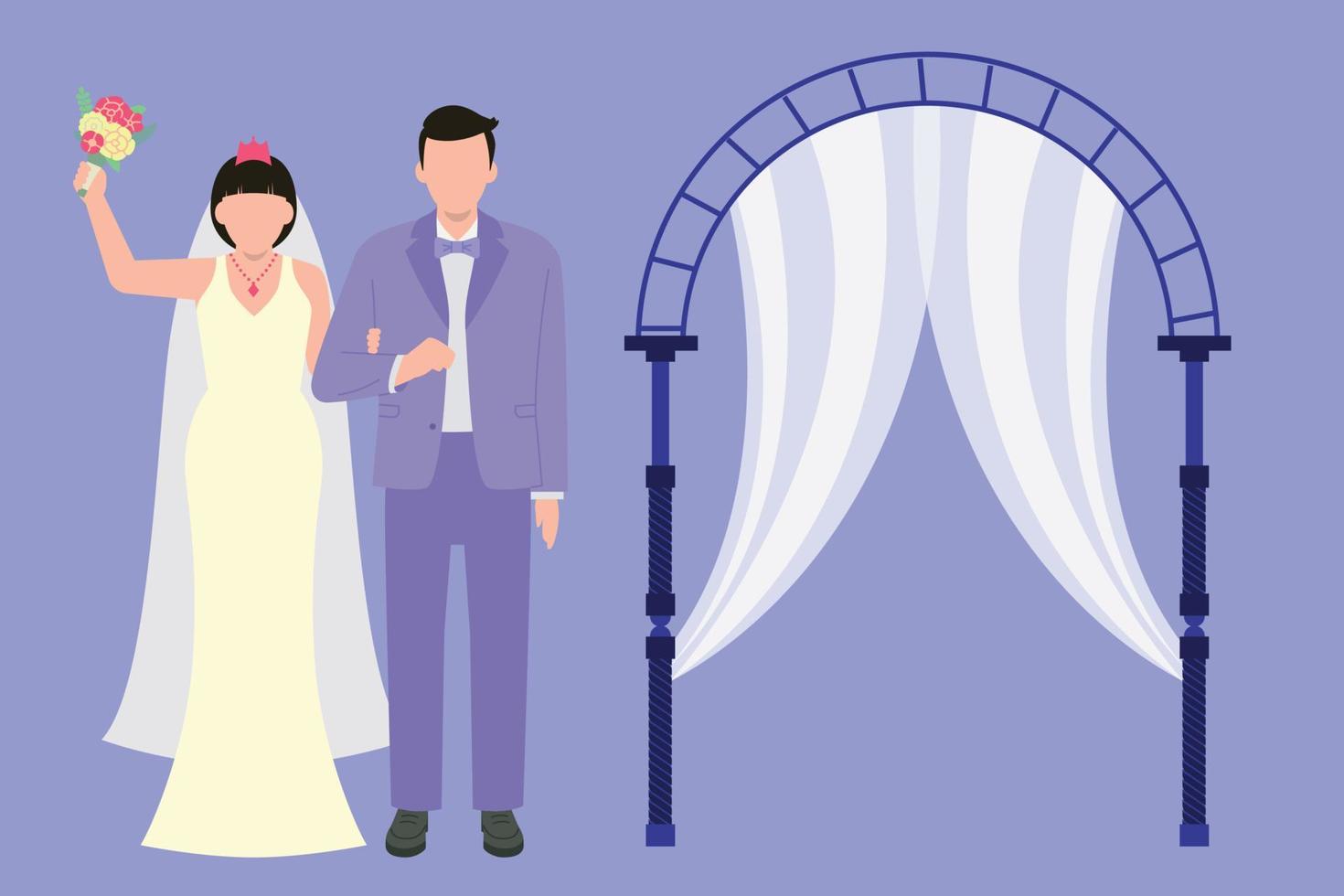 A wedding couple is standing. vector