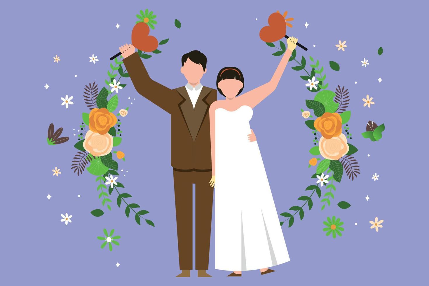 The couple is standing. vector