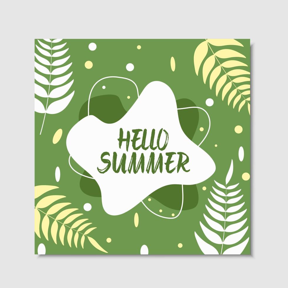 social media post design template. summer sale promotion. discount backgrounds with tropical pattern. mobile apps advertising. vector