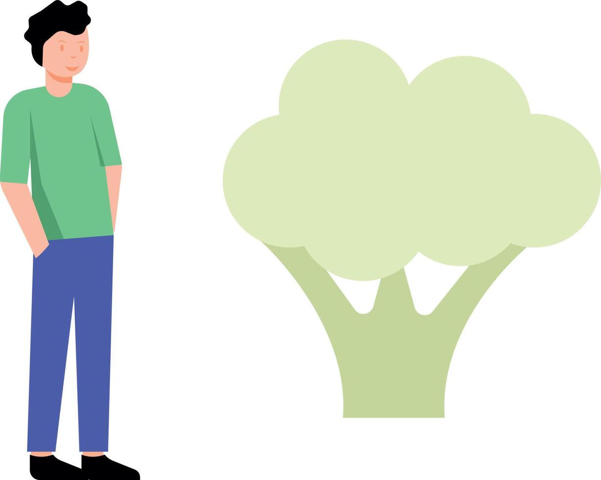 The boy is eating broccoli because of his stomach. 22792921 Vector Art