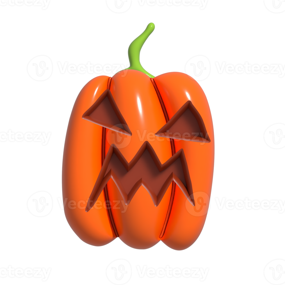 Halloween Realistic 3d Orange Pumpkin with angry face. 3d rendered object. Design element isolated on alpha background. png