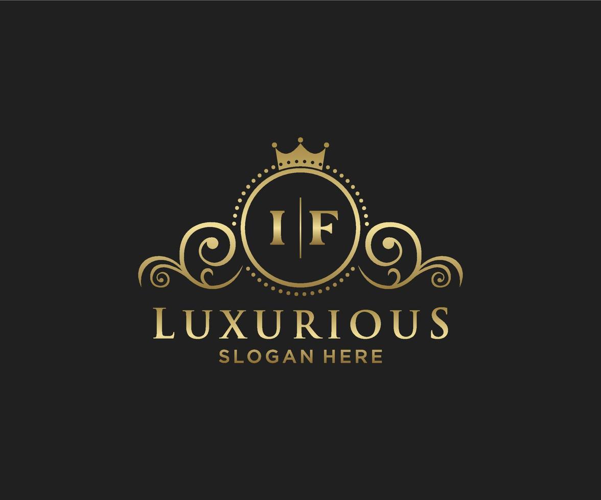 Initial IF Letter Royal Luxury Logo template in vector art for Restaurant, Royalty, Boutique, Cafe, Hotel, Heraldic, Jewelry, Fashion and other vector illustration.