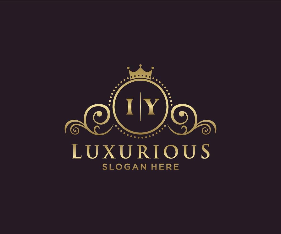 Initial IY Letter Royal Luxury Logo template in vector art for Restaurant, Royalty, Boutique, Cafe, Hotel, Heraldic, Jewelry, Fashion and other vector illustration.