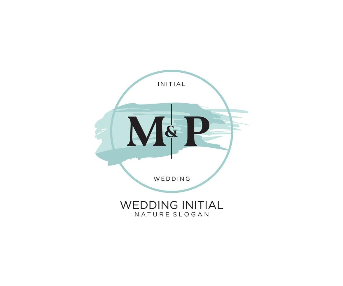 Initial MP Letter Beauty vector initial logo, handwriting logo of initial signature, wedding, fashion, jewerly, boutique, floral and botanical with creative template for any company or business.