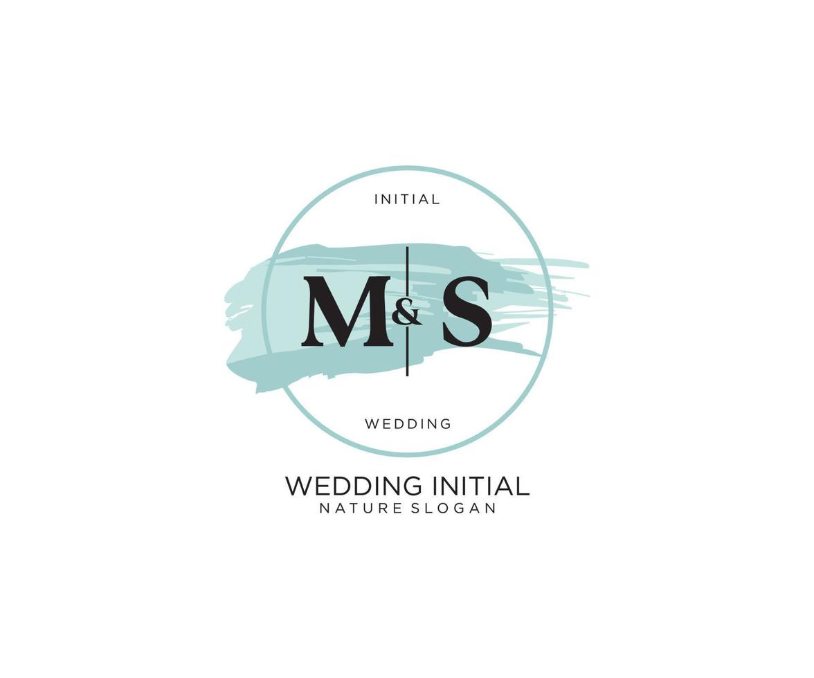 Initial MS Letter Beauty vector initial logo, handwriting logo of initial signature, wedding, fashion, jewerly, boutique, floral and botanical with creative template for any company or business.