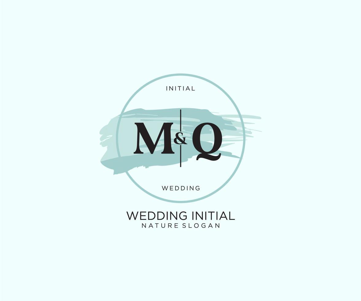 Initial MQ Letter Beauty vector initial logo, handwriting logo of initial signature, wedding, fashion, jewerly, boutique, floral and botanical with creative template for any company or business.