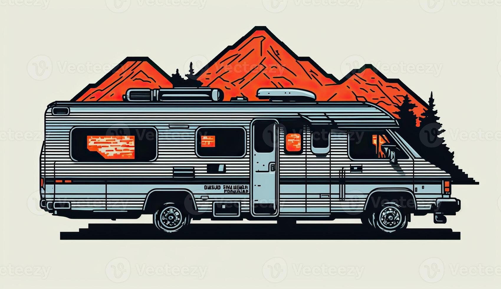 . . . Vintage Retro camper rv home truck. Adventure trip journy motivational poster. Can be used for decoration and inspiration. Graphic Art photo