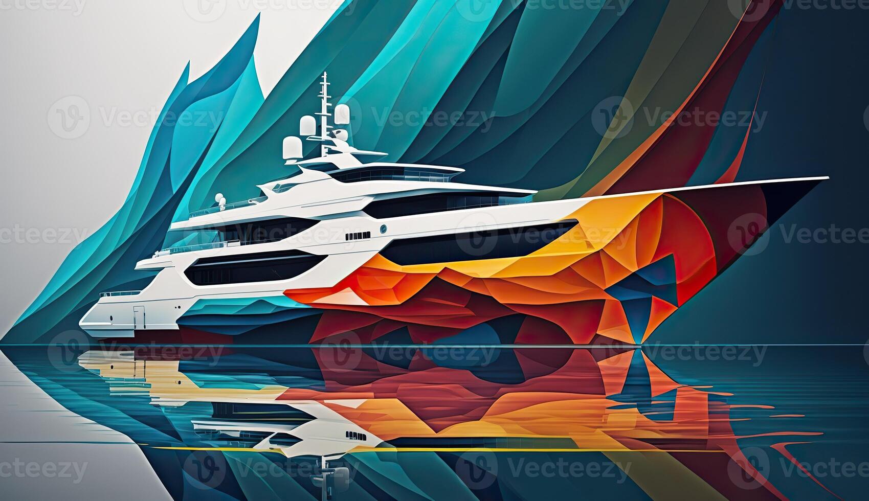 . . Low Polu geometric style ship big yacht. Can be used for graphic design or home decoration. Graphic Art photo