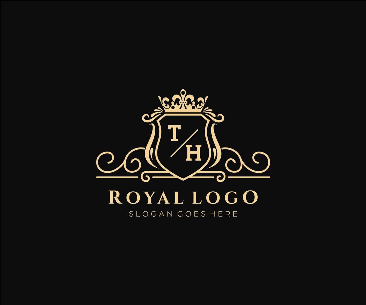 Initial TH Letter Luxurious Brand Logo Template, for Restaurant, Royalty, Boutique, Cafe, Hotel, Heraldic, Jewelry, Fashion and other vector illustration.