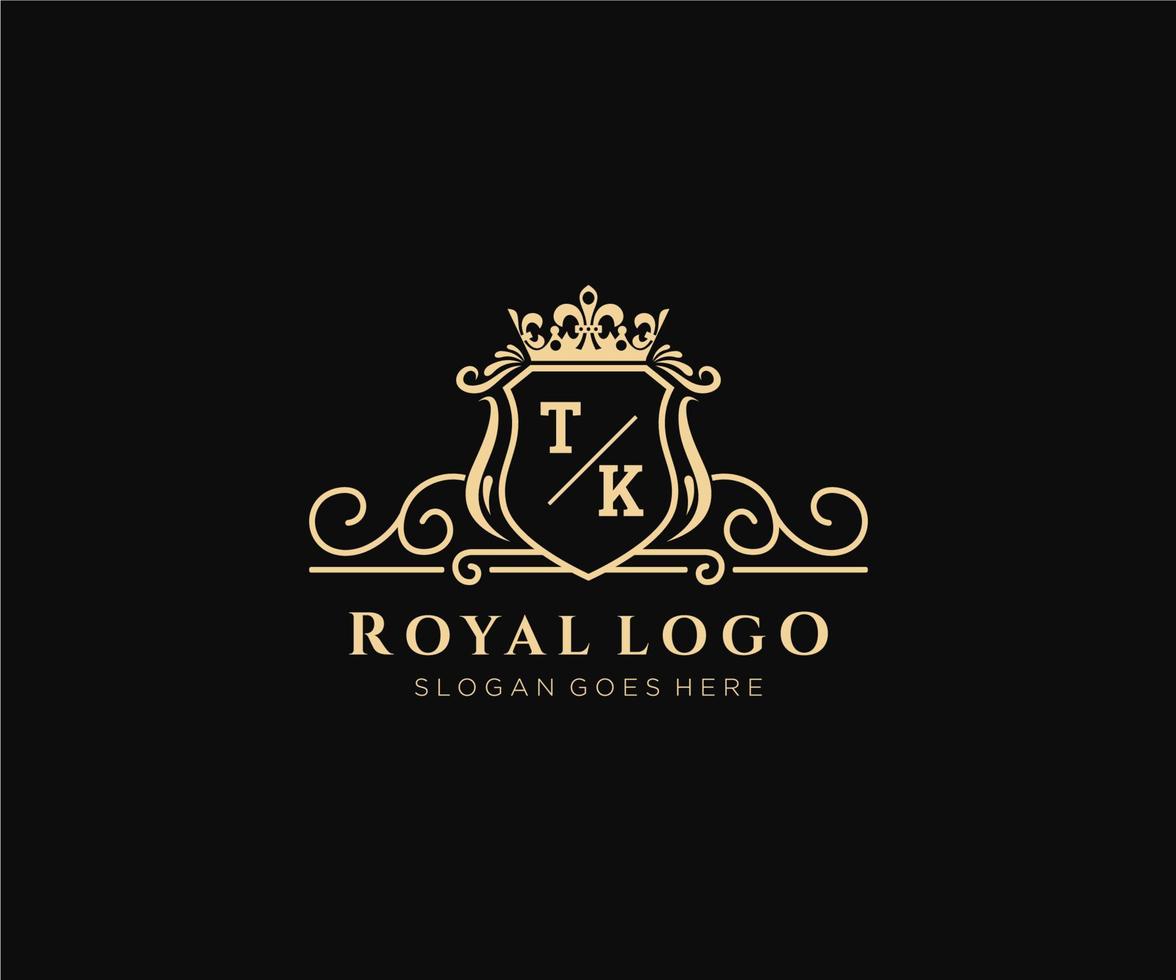 Initial TK Letter Luxurious Brand Logo Template, for Restaurant, Royalty, Boutique, Cafe, Hotel, Heraldic, Jewelry, Fashion and other vector illustration.