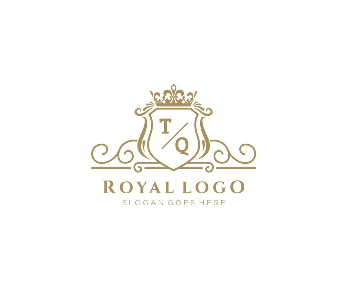 Initial TQ Letter Luxurious Brand Logo Template, for Restaurant, Royalty, Boutique, Cafe, Hotel, Heraldic, Jewelry, Fashion and other vector illustration.