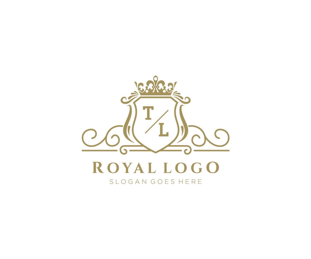 Initial TL Letter Luxurious Brand Logo Template, for Restaurant, Royalty, Boutique, Cafe, Hotel, Heraldic, Jewelry, Fashion and other vector illustration.