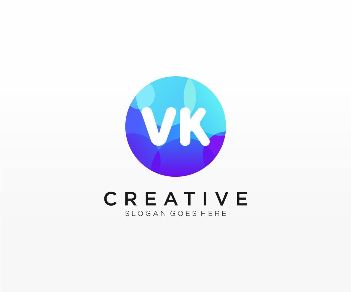 VK initial logo With Colorful Circle template vector. vector