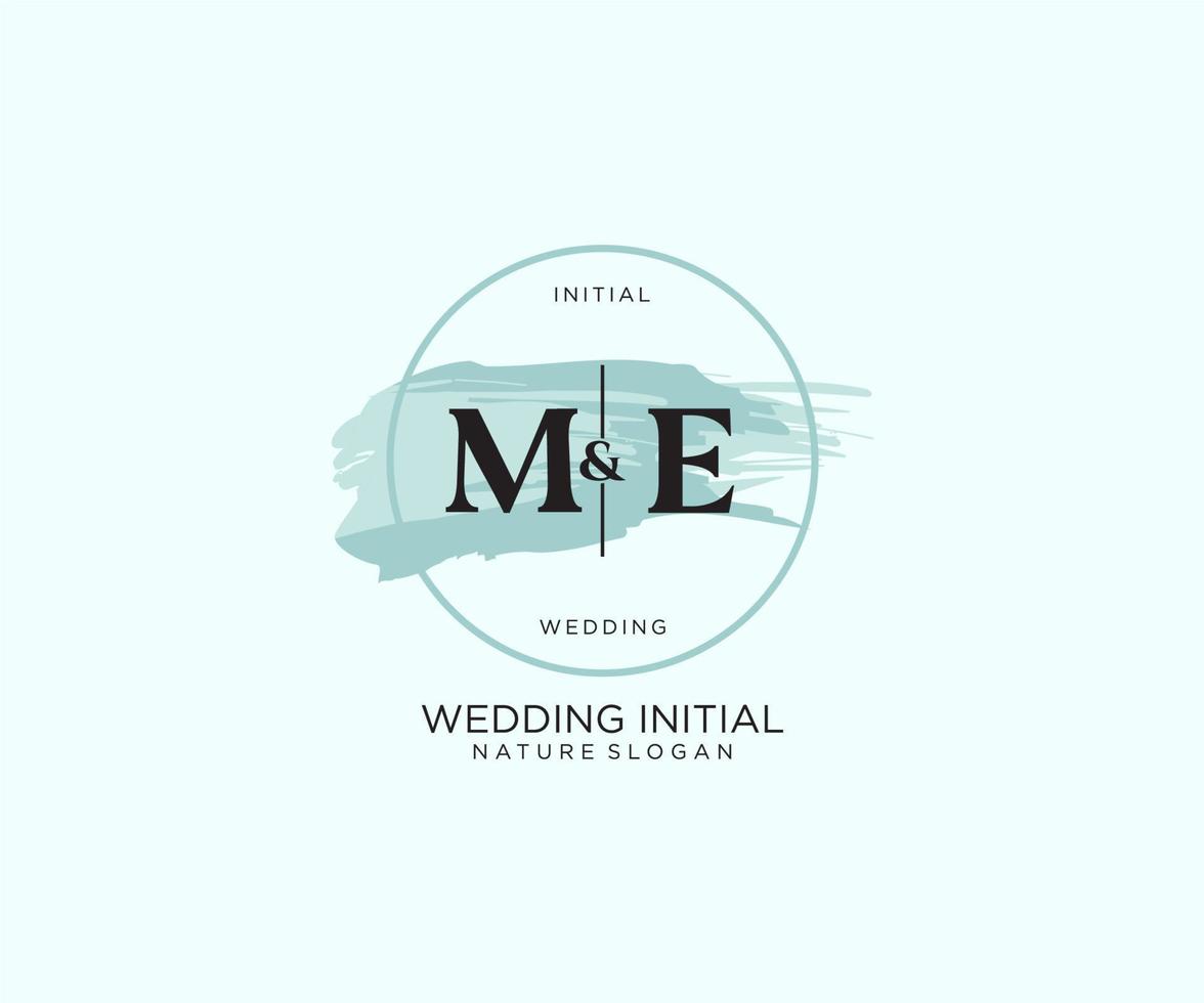 Initial ME Letter Beauty vector initial logo, handwriting logo of initial signature, wedding, fashion, jewerly, boutique, floral and botanical with creative template for any company or business.