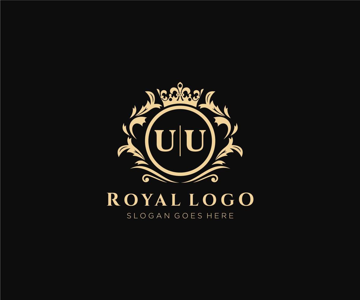 inicial uu letra lujoso marca logo plantilla, para restaurante, realeza, boutique, cafetería, hotel, heráldico, joyas, Moda y otro vector ilustración.