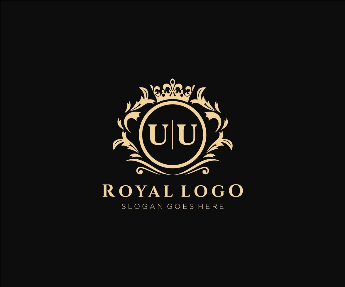 Initial UU Letter Luxurious Brand Logo Template, for Restaurant, Royalty, Boutique, Cafe, Hotel, Heraldic, Jewelry, Fashion and other vector illustration.