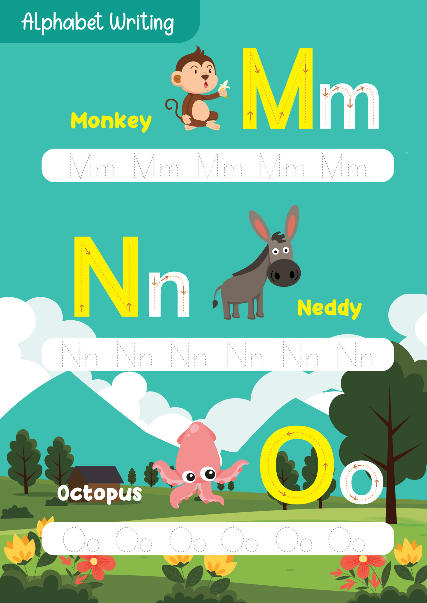 Writing exercise,Handwriting,Kids template,Alphabet,Writing skill