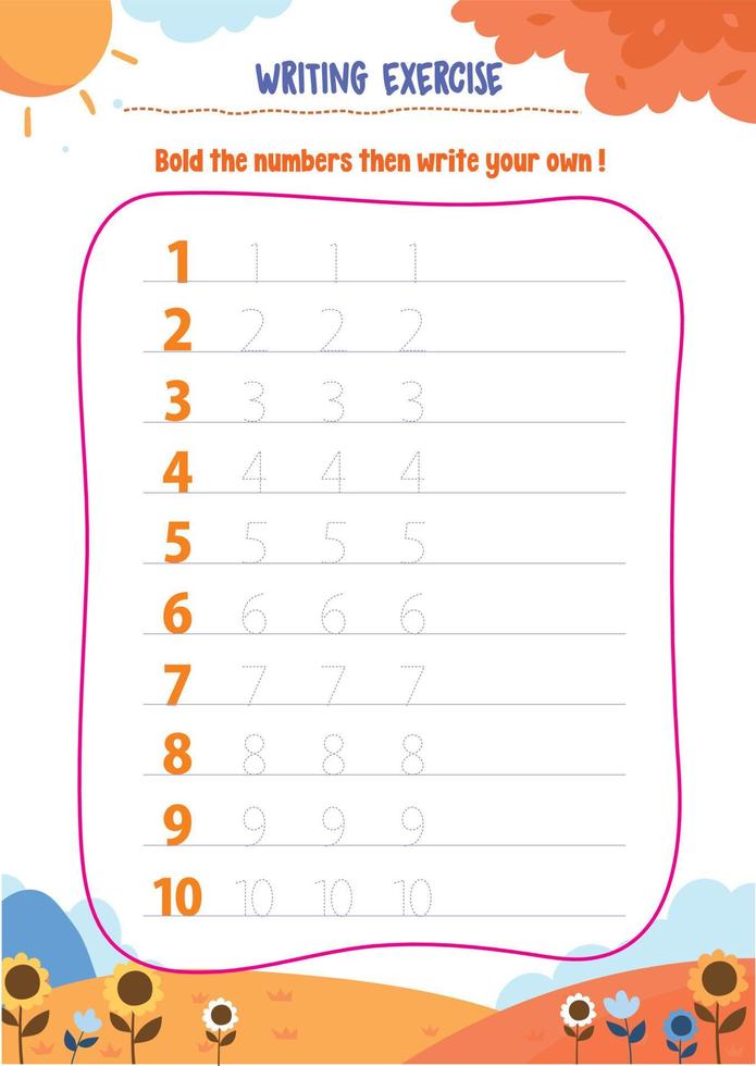 Learning counting, addition, substraction for kids with cute pictures like animals, foods, drinks, toys, fruits and vegetables vector
