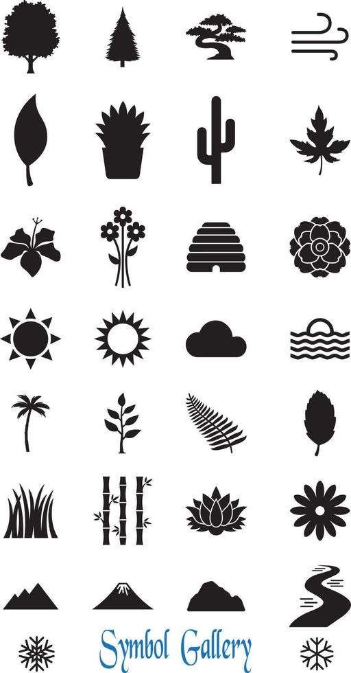 Nature Icons and Symbols Free Vector