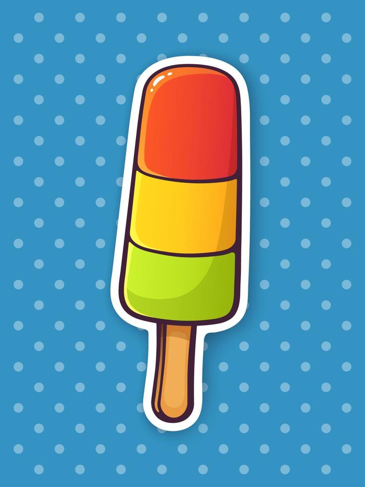 Sticker colored ice cream fruit ice lolly vector