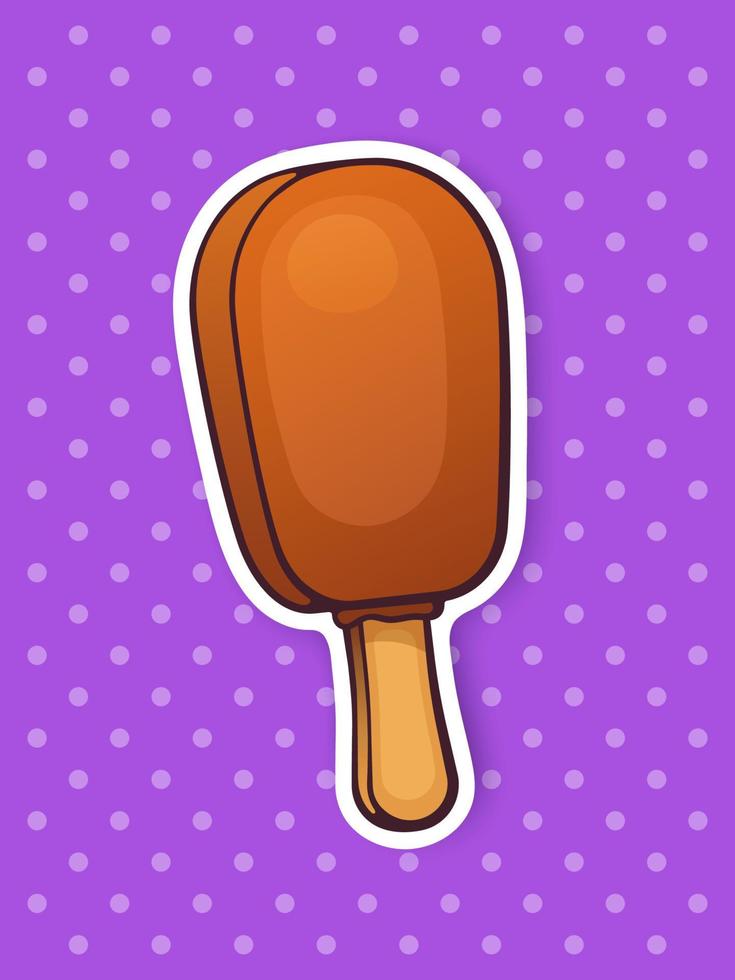 Sticker ice cream ice lolly with chocolate glaze vector