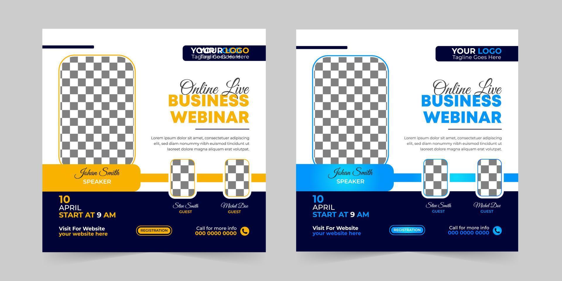 Editable business webinar conference square social media post and digital marketing promotion advertising banner design template vector