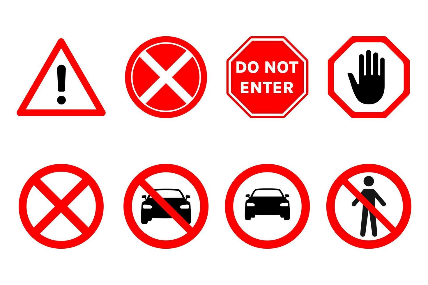 Collection of prohibition signs. Do not enter, Forbidden Icon set flat vector illustration