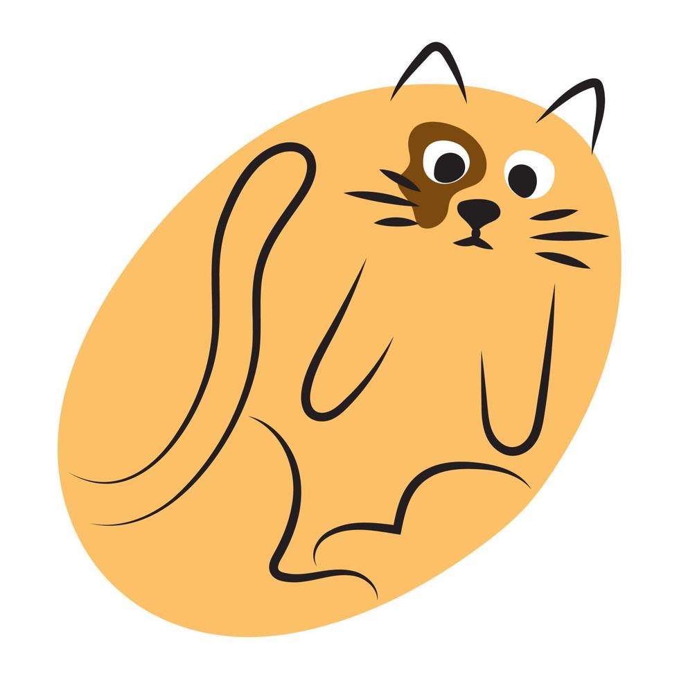 Red cat in the shape of an oval. Pet looking at camera. clip art, logo, design vector