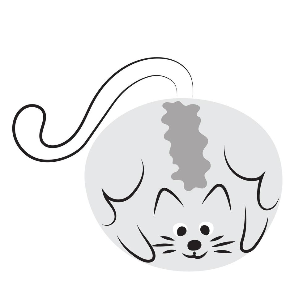 Gray round cat. Stylized character, clip art, logo, design vector