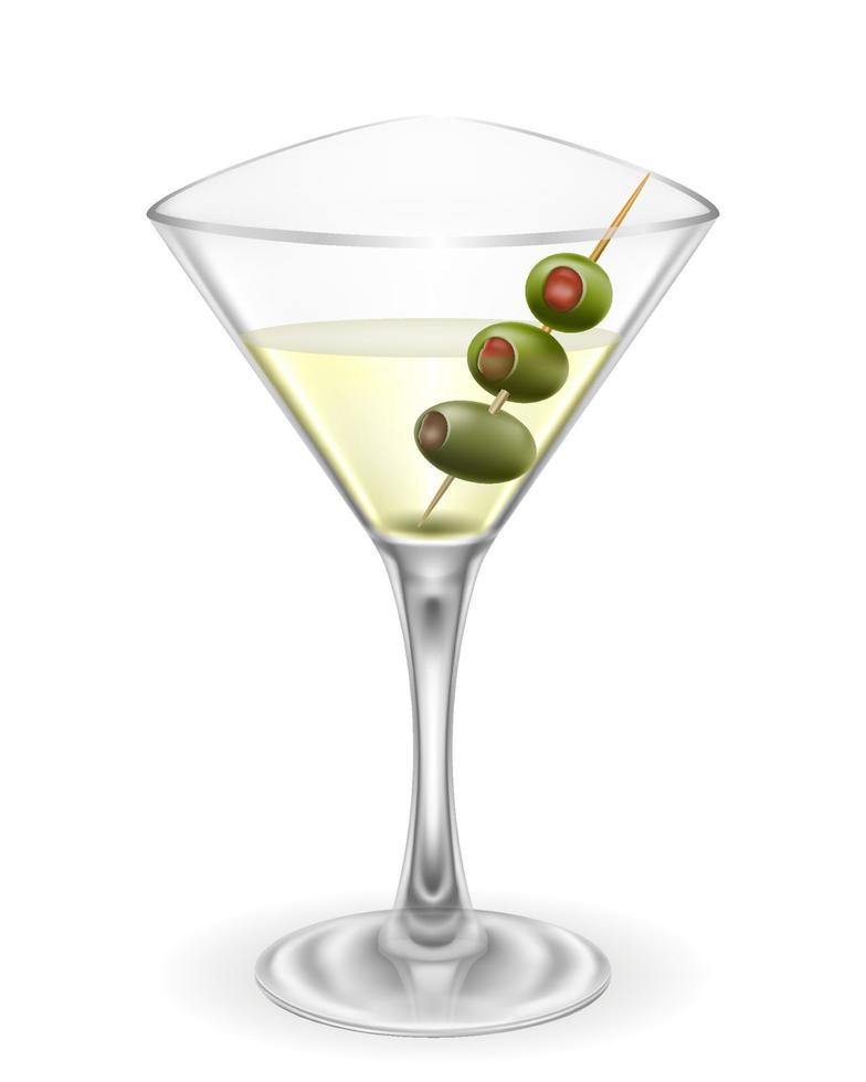 martini cóctel alcohólico bebida vaso vector ilustración aislado en blanco antecedentes