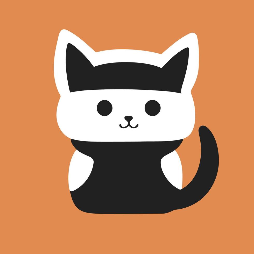 Cute kawaii cat character illustration, vector sticker.