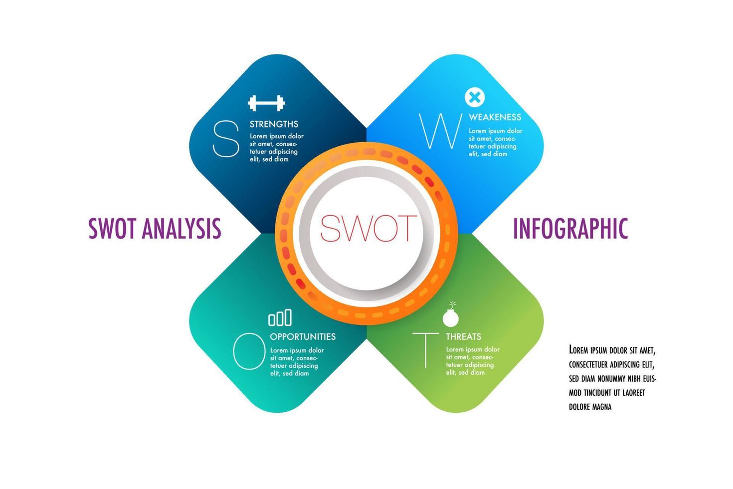 Infographic template for swot analysis for marketing can apply diagram framework vision, Modern step Timeline infographics design vector and presentation business