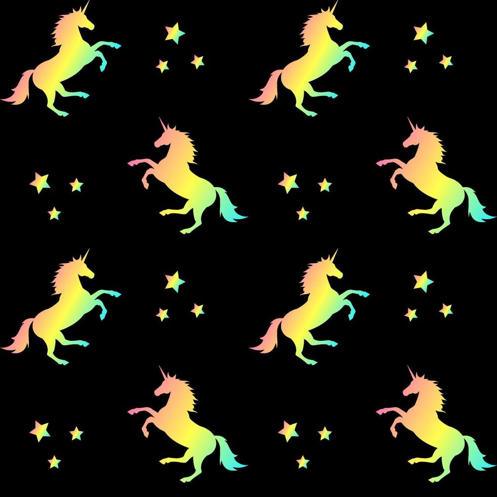 Vector seamless pattern of unicorn silhouette