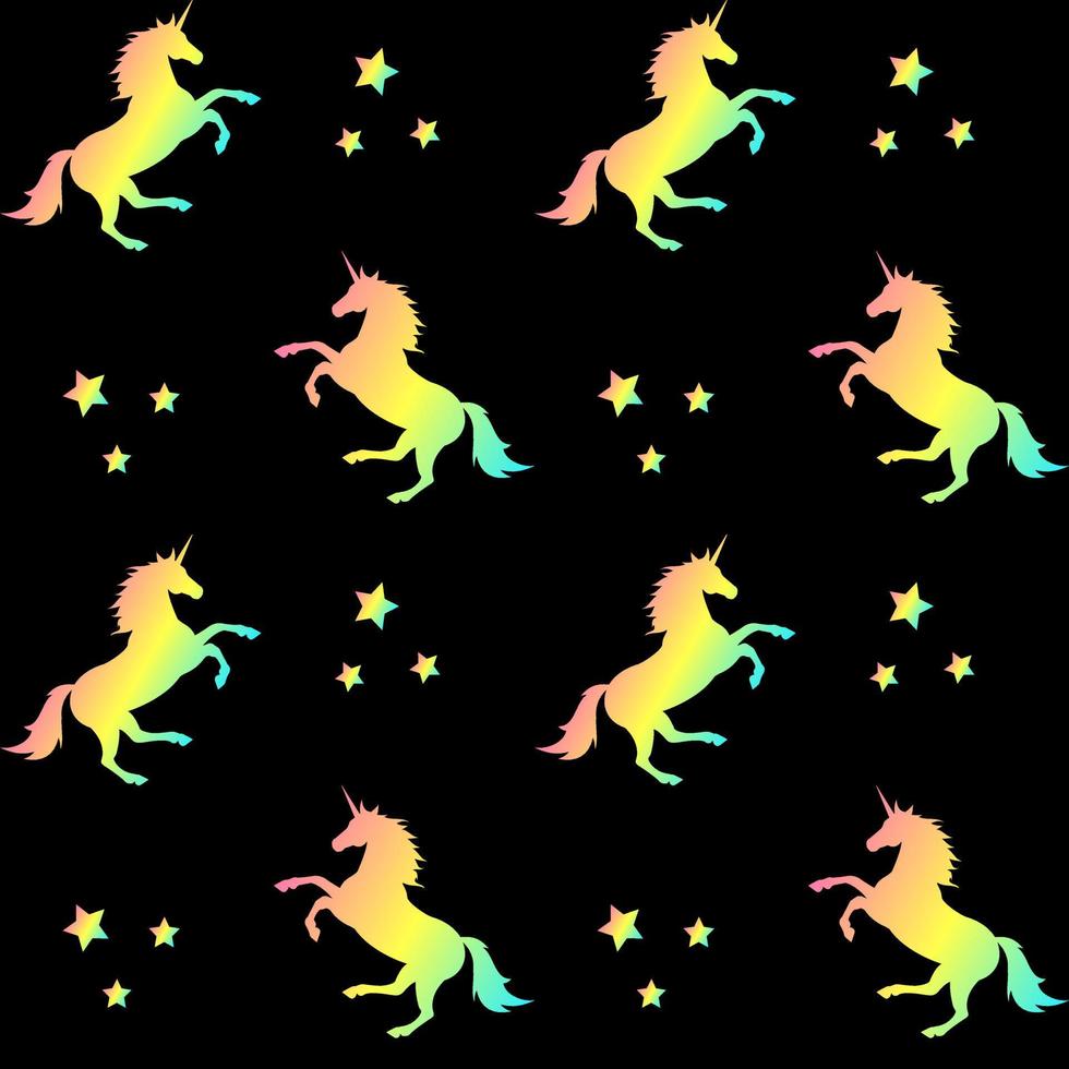 vector, seamless, patrón, de, unicornio, silueta vector