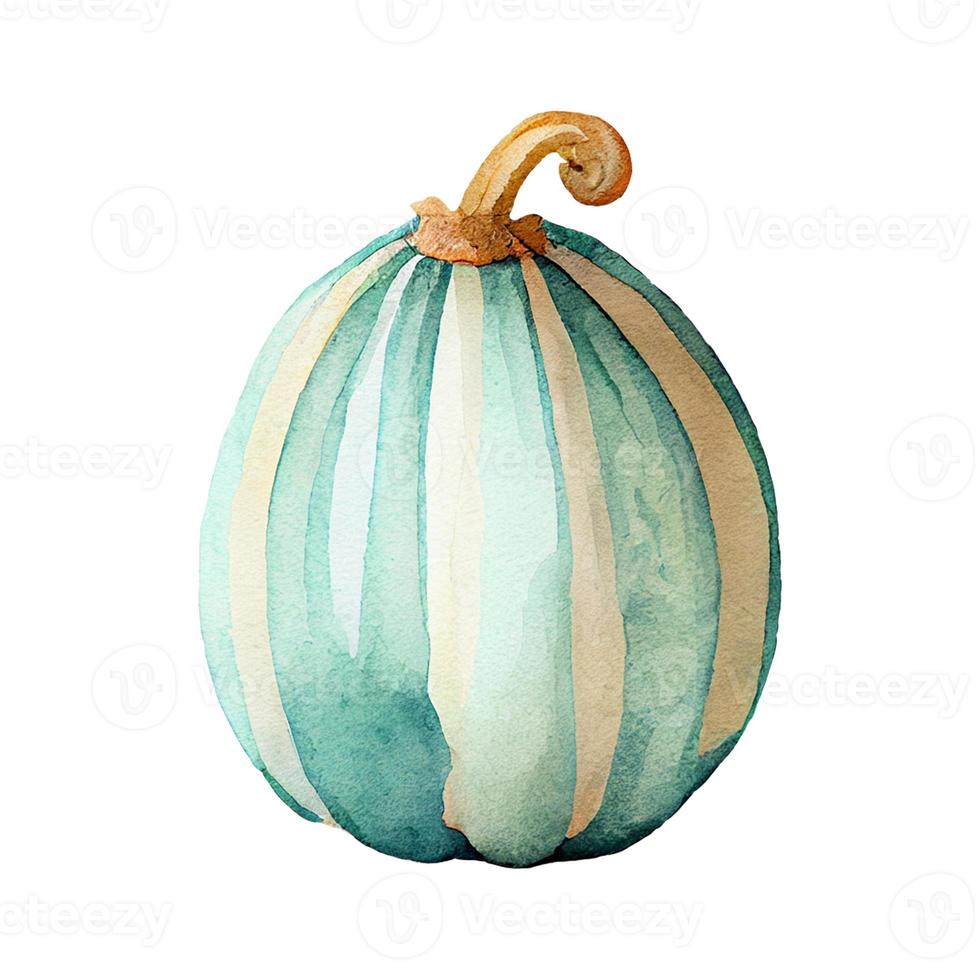 Watercolor Blue Pumpkins Illustration. Isolated object on white background. photo