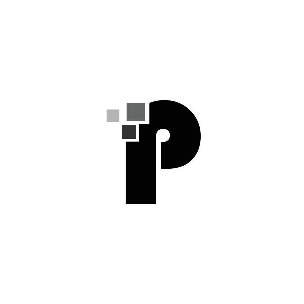 Letter P Pixel Logo Design Element vector