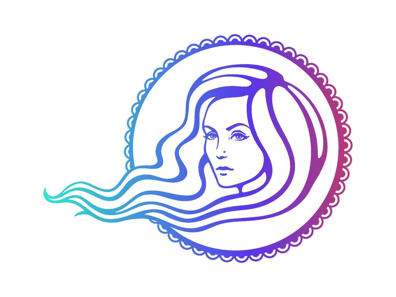 Colorfull Long Hair Icon vector
