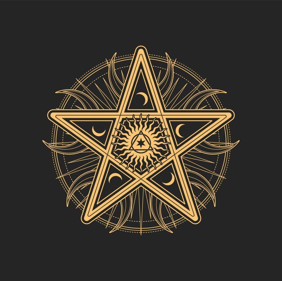 Pentagram spiritual symbol, isolated amulet, sign vector