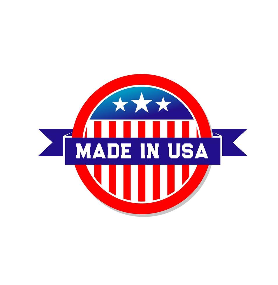 Made in USA label icon with american flag vector