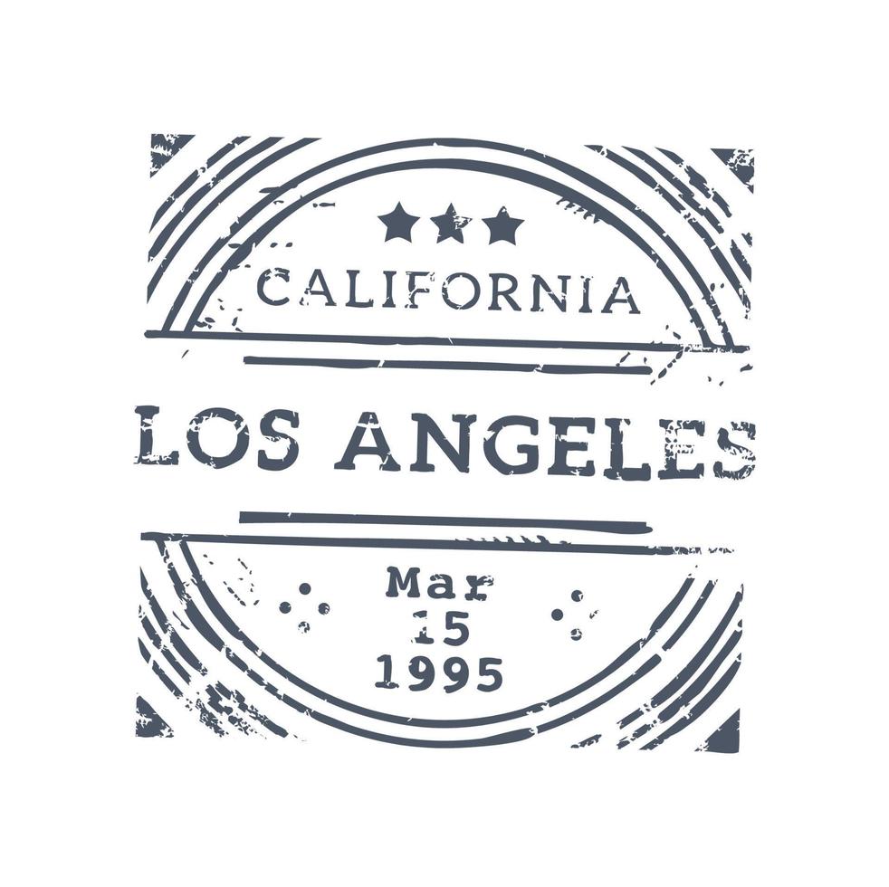 California Los Angeles postage postal rubber stamp vector