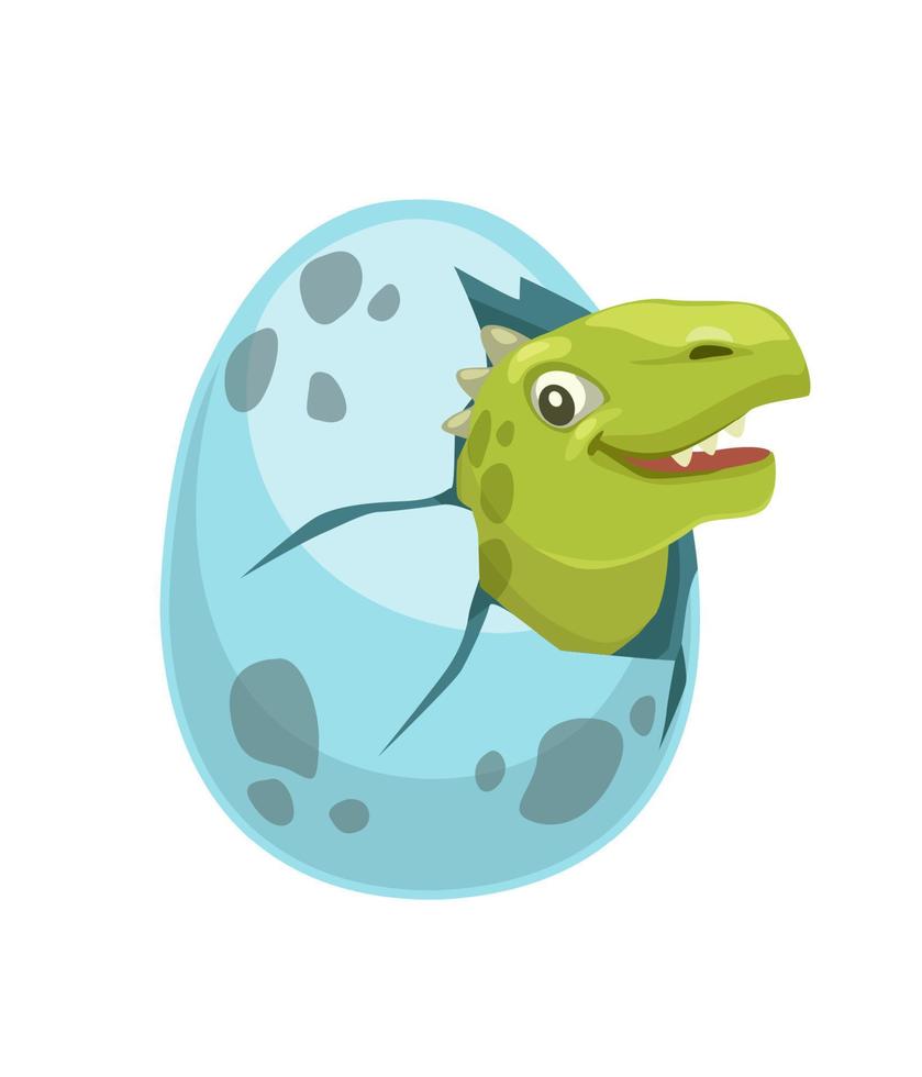 Cartoon dinosaur egg and green dino character vector