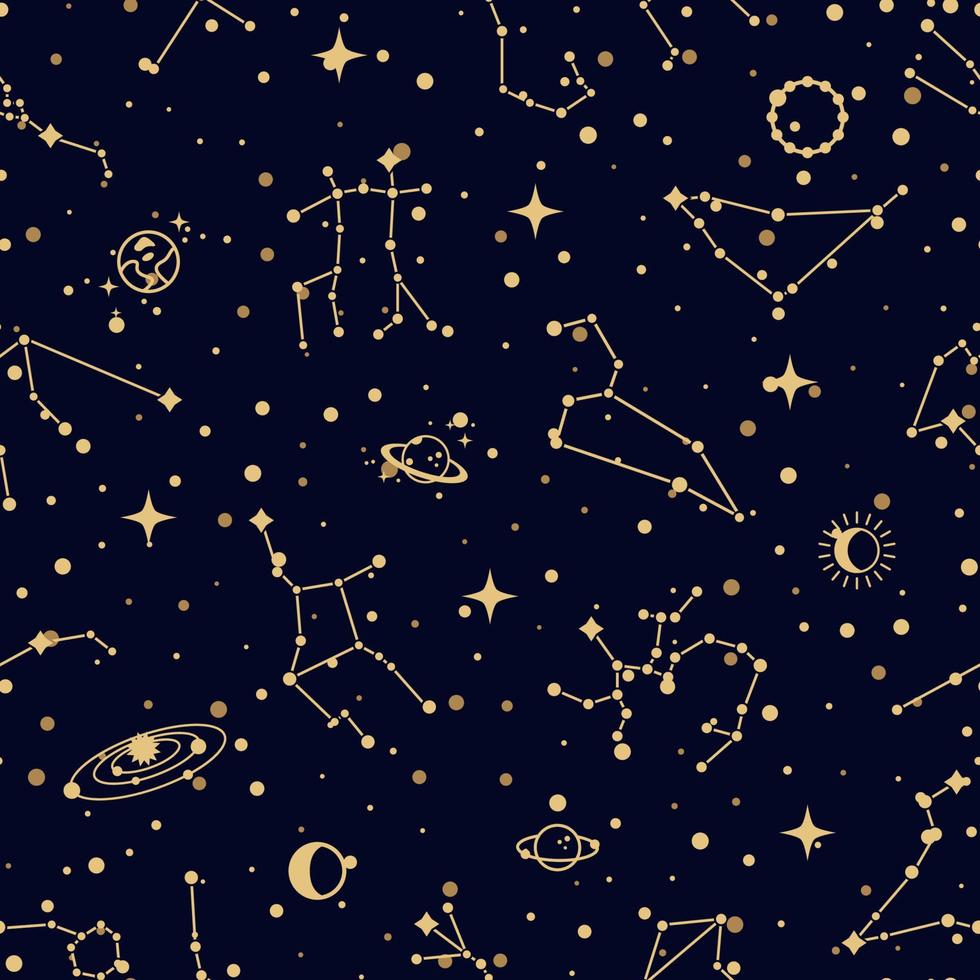 Constellation pattern, vector seamless background