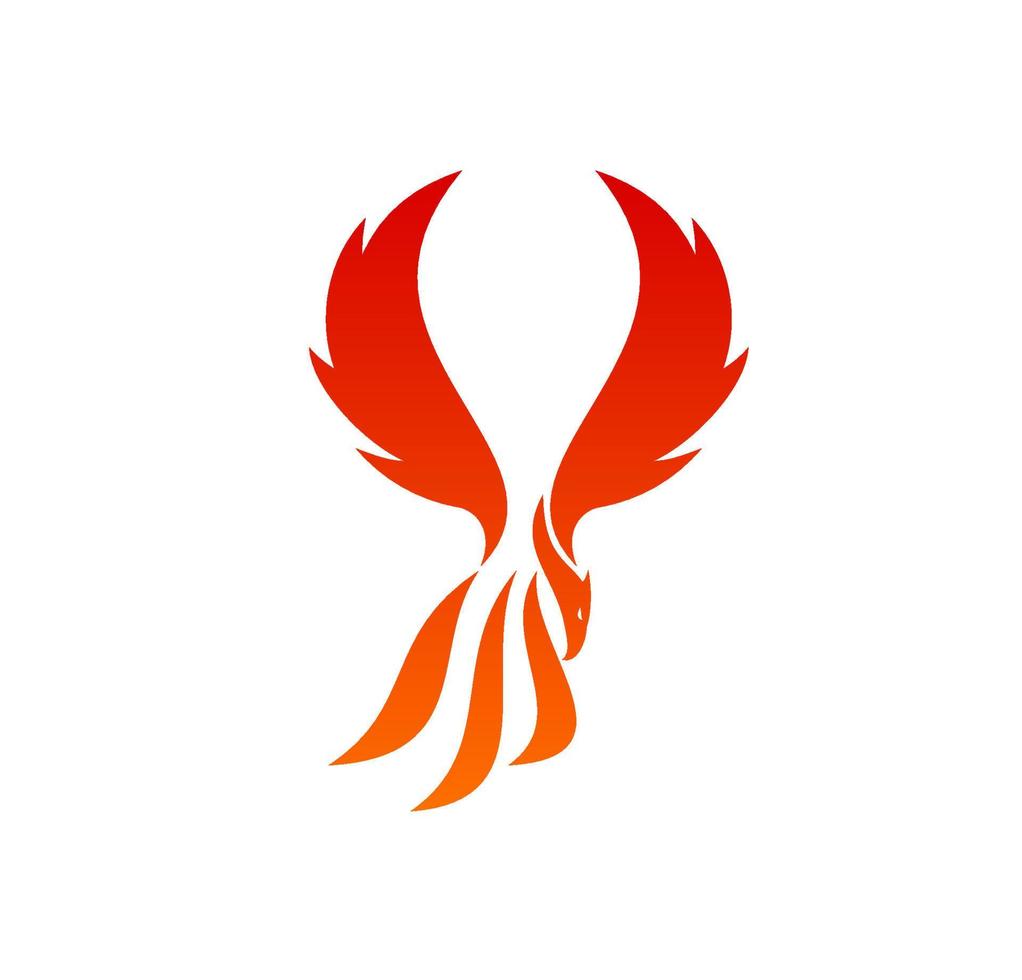 Phoenix, fantasy flaming bird icon or symbol vector