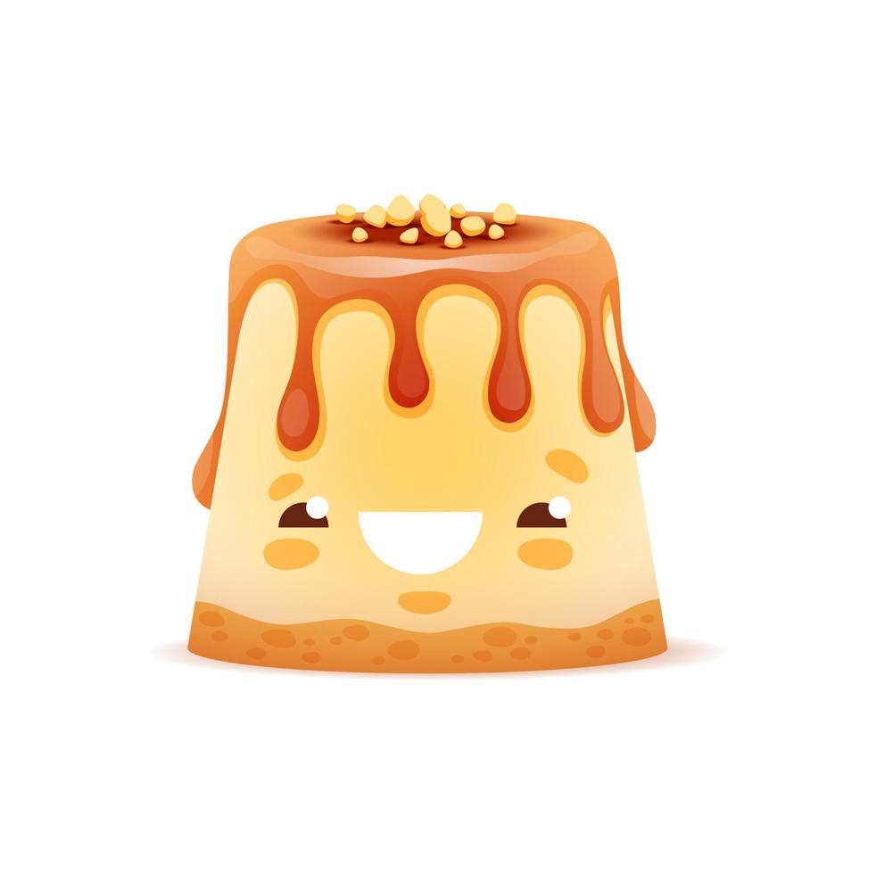 dibujos animados pastel personaje, postre comida cara emoji vector