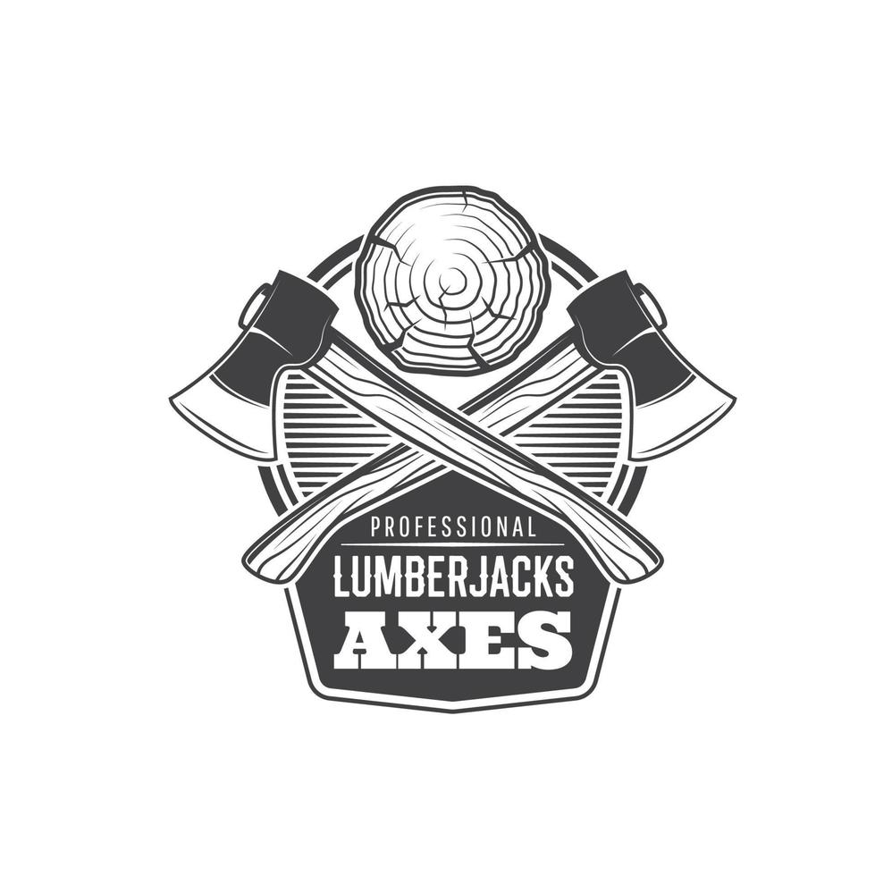 Crossed lumberjack crossed axes icon or emblem vector