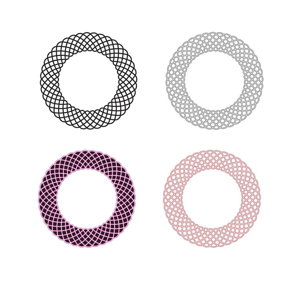 5 Strand Braid Circle Ink Mesh Round Pattern vector